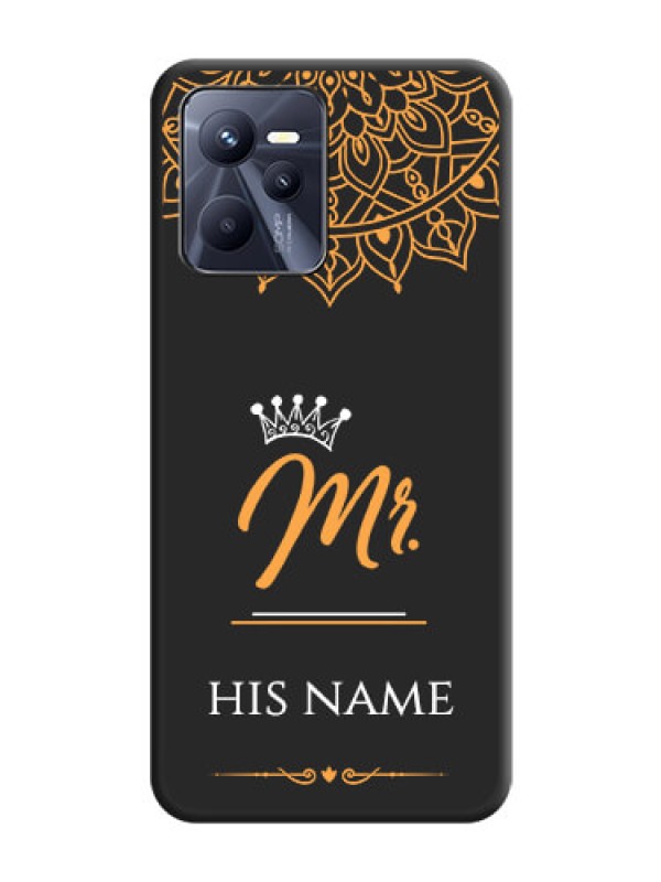 Custom Mr Name with Floral Design  on Personalised Space Black Soft Matte Cases - Realme C35