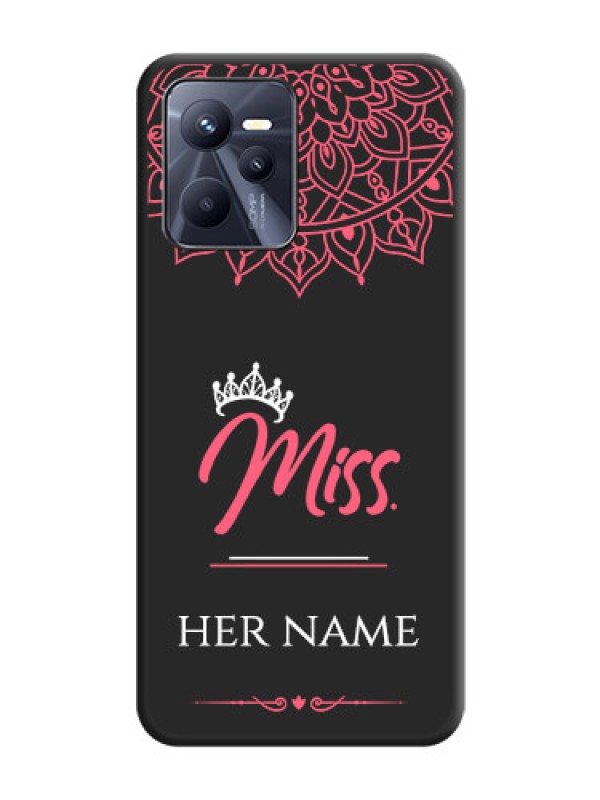 Custom Mrs Name with Floral Design on Space Black Personalized Soft Matte Phone Covers - Realme C35