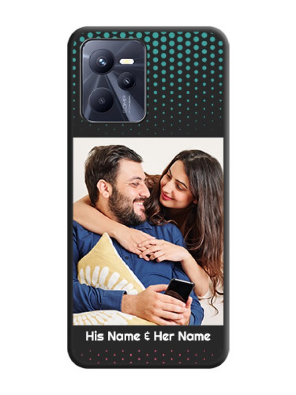 Custom Faded Dots with Grunge Photo Frame and Text on Space Black Custom Soft Matte Phone Cases - Realme C35