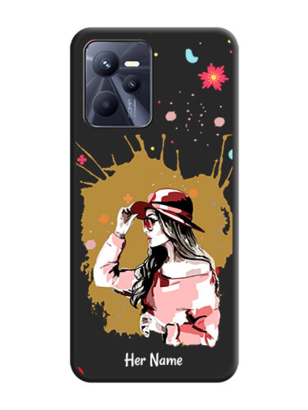 Custom Mordern Lady With Color Splash Background With Custom Text On Space Black Personalized Soft Matte Phone Covers -Realme C35