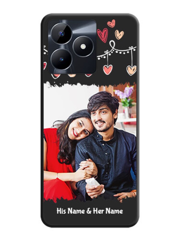 Custom Pink Love Hangings with Name on Space Black Custom Soft Matte Phone Cases - Realme C31
