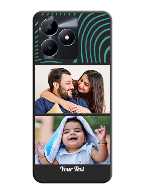 Custom Wave Pattern with 2 Image Holder on Space Black Personalized Soft Matte Phone Covers - Realme C31