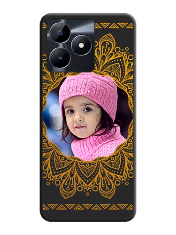 Custom Round Image with Floral Design - Photo on Space Black Soft Matte Mobile Cover - Realme C31