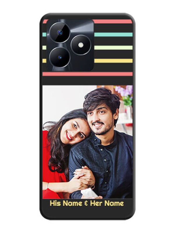 Custom Color Stripes with Photo and Text - Photo on Space Black Soft Matte Mobile Case - Realme C31