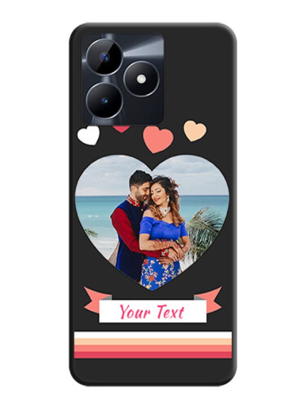 Custom Love Shaped Photo with Colorful Stripes on Personalised Space Black Soft Matte Cases - Realme C53