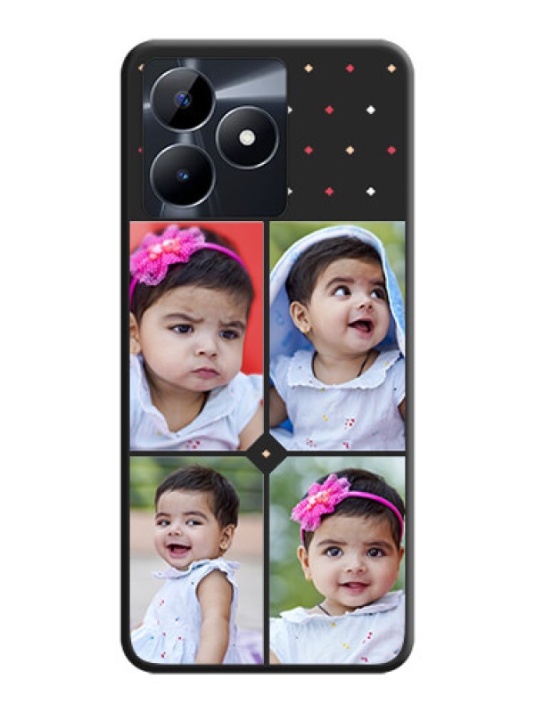 Custom Multicolor Dotted Pattern with 4 Image Holder on Space Black Custom Soft Matte Phone Cases - Realme C53