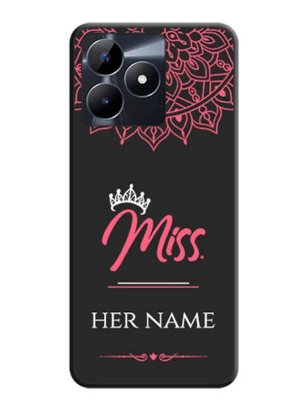 Custom Mrs Name with Floral Design on Space Black Personalized Soft Matte Phone Covers - Realme C53