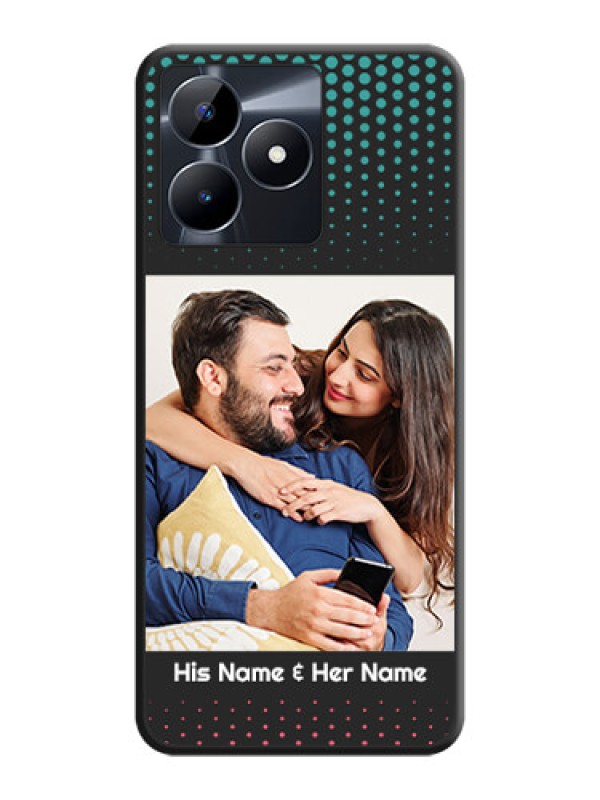 Custom Faded Dots with Grunge Photo Frame and Text on Space Black Custom Soft Matte Phone Cases - Realme C53