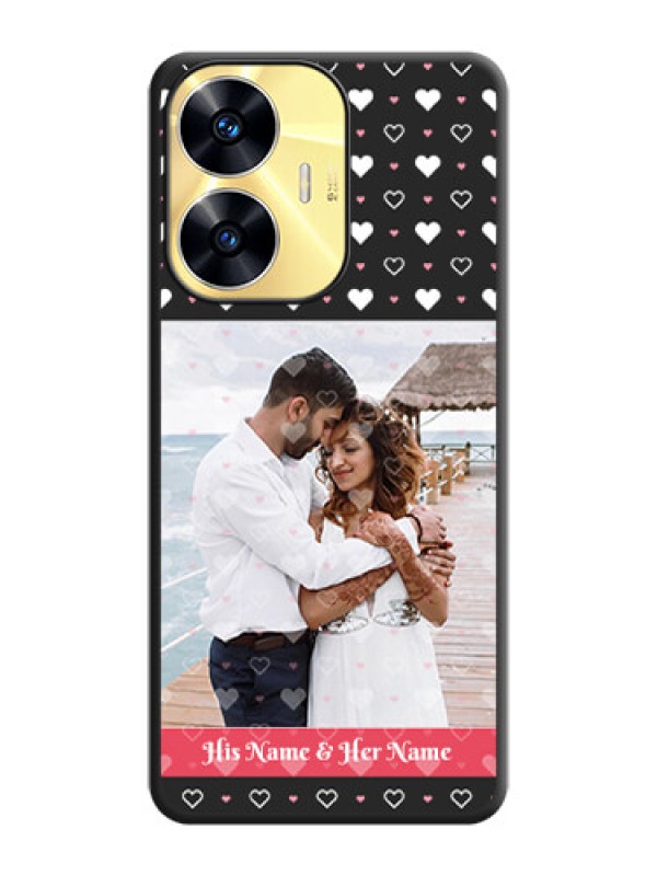 Custom White Color Love Symbols with Text Design on Photo on Space Black Soft Matte Phone Cover - Realme C55