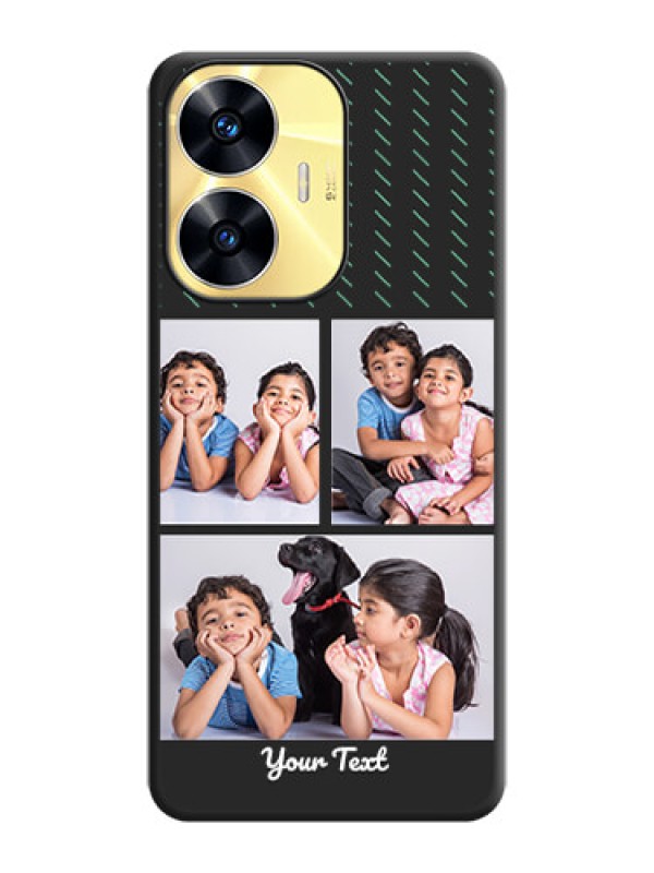 Custom Cross Dotted Pattern with 2 Image Holder  on Personalised Space Black Soft Matte Cases - Realme C55