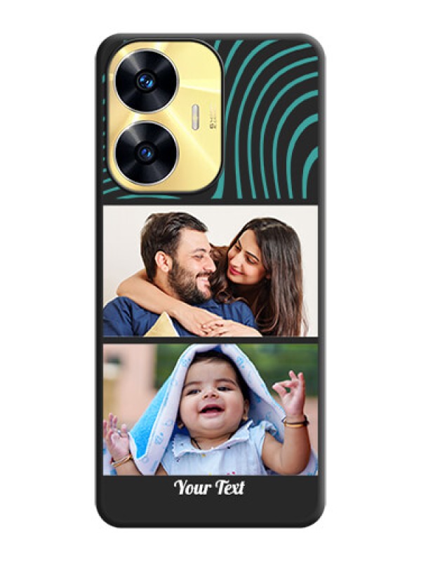 Custom Wave Pattern with 2 Image Holder on Space Black Personalized Soft Matte Phone Covers - Realme C55