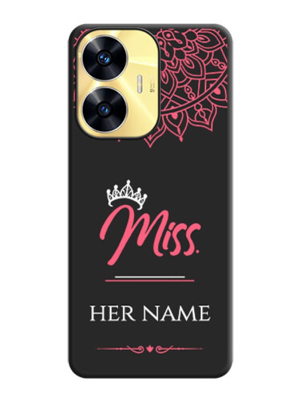 Custom Mrs Name with Floral Design on Space Black Personalized Soft Matte Phone Covers - Realme C55