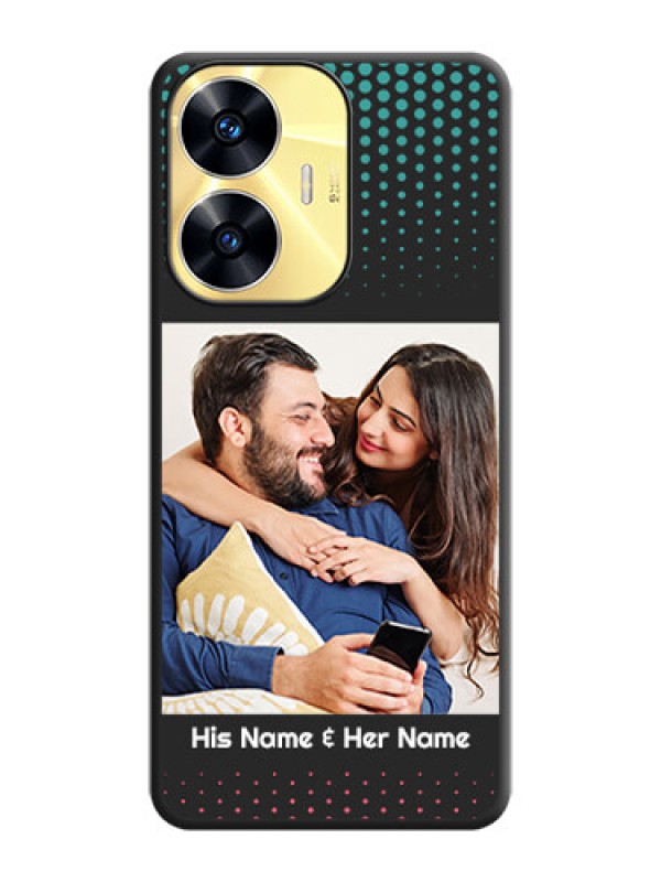 Custom Faded Dots with Grunge Photo Frame and Text on Space Black Custom Soft Matte Phone Cases - Realme C55