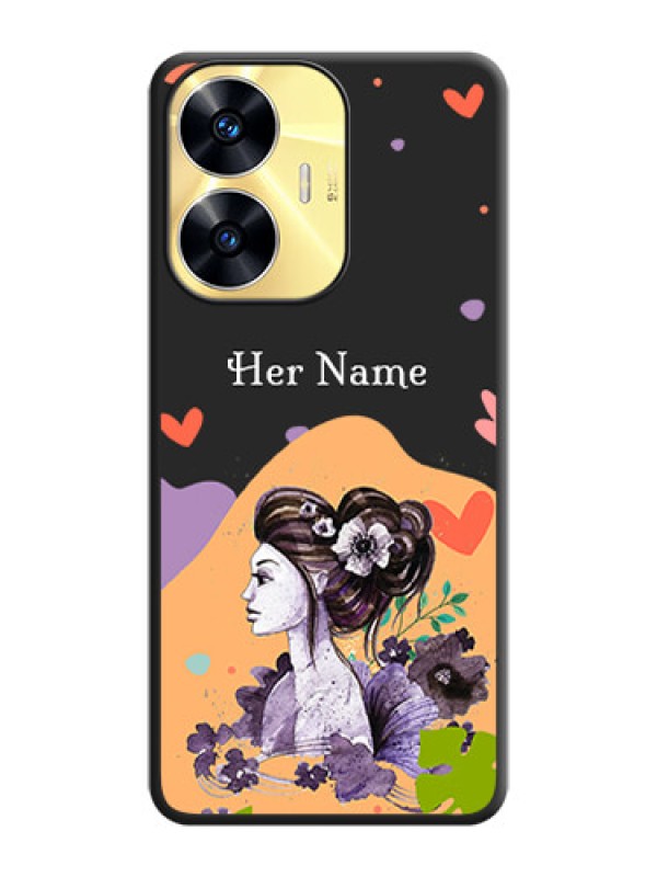 Custom Namecase For Her With Fancy Lady Image On Space Black Personalized Soft Matte Phone Covers -Realme C55