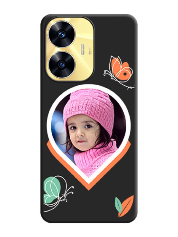 Custom Upload Pic With Simple Butterly Design On Space Black Personalized Soft Matte Phone Covers -Realme C55