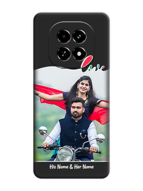 Custom Fall in Love Pattern with Picture on Photo On Space Black Custom Soft Matte Mobile Back Cover - Realme C63 5G