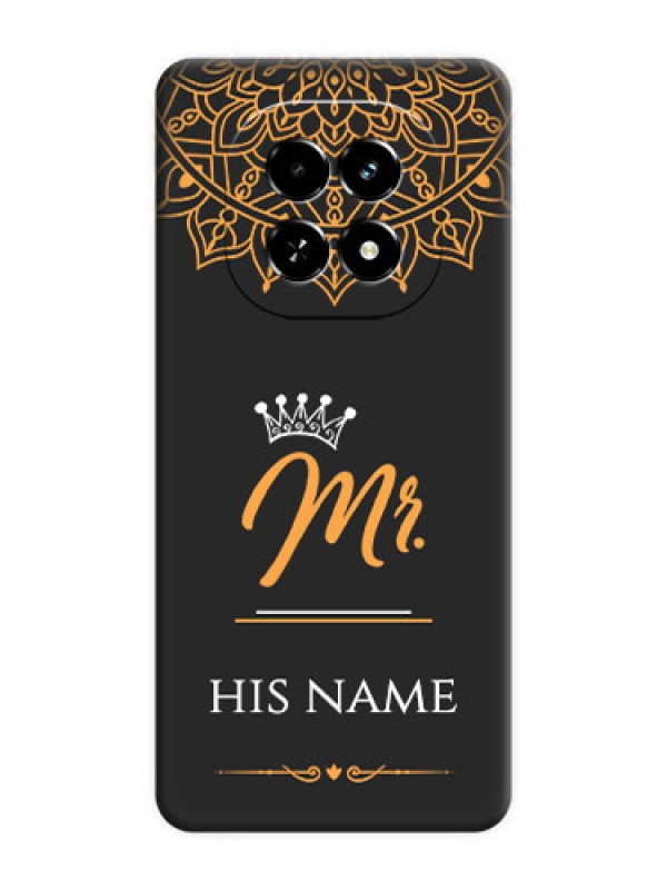 Custom Mr Name with Floral Design On Space Black Custom Soft Matte Mobile Back Cover - Realme C63 5G