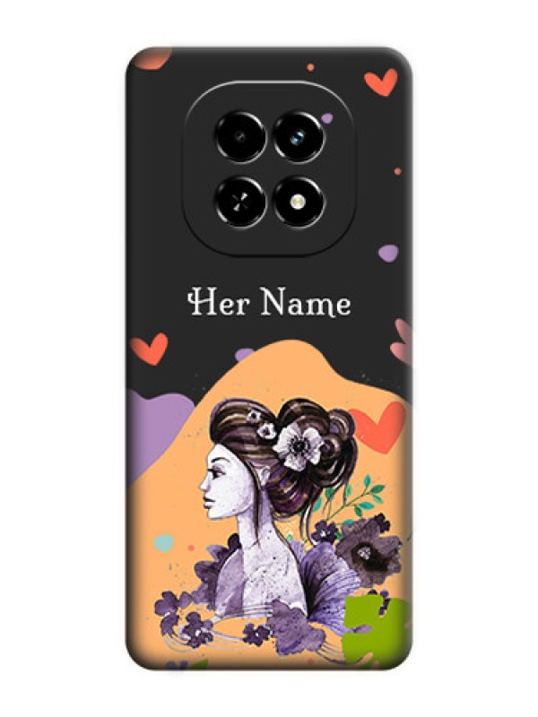 Custom Namecase For Her With Fancy Lady Image On Space Black Custom Soft Matte Mobile Back Cover - Realme C63 5G