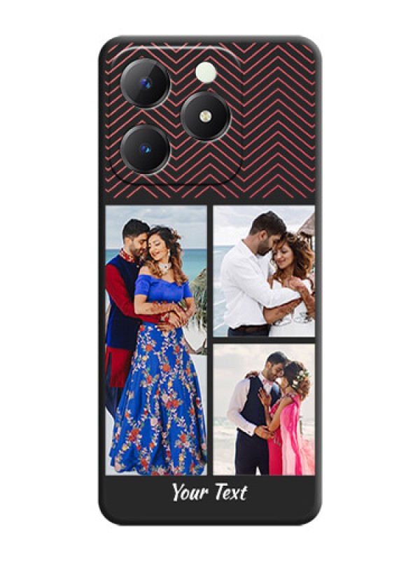 Custom Wave Pattern with 3 Image Holder On Space Black Custom Soft Matte Mobile Back Cover - Realme C63