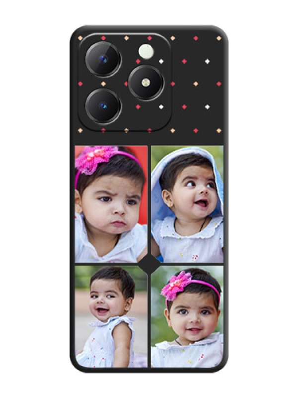 Custom Multicolor Dotted Pattern with 4 Image Holder On Space Black Custom Soft Matte Mobile Back Cover - Realme C63