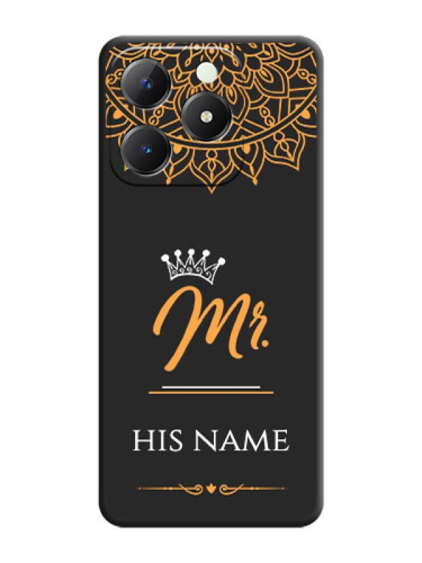 Custom Mr Name with Floral Design On Space Black Custom Soft Matte Mobile Back Cover - Realme C63