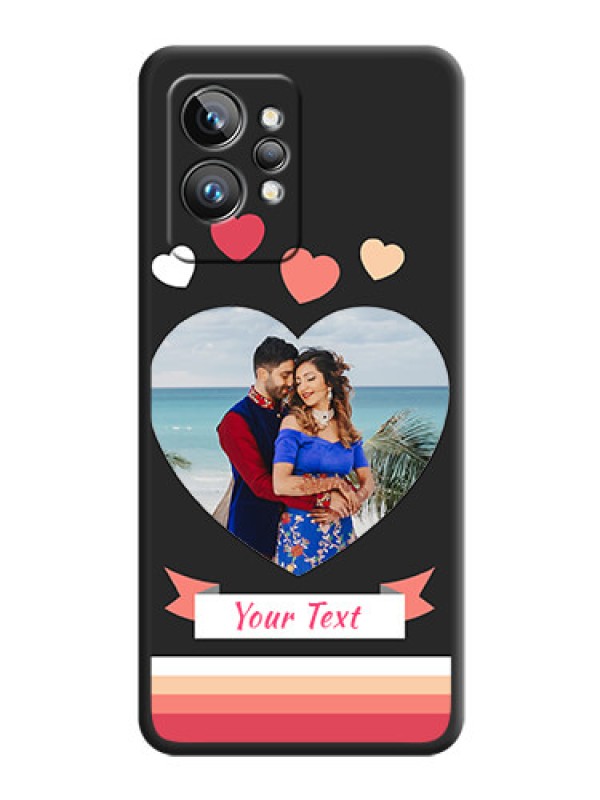 Custom Love Shaped Photo with Colorful Stripes on Personalised Space Black Soft Matte Cases - Realme GT 2 Pro 5G