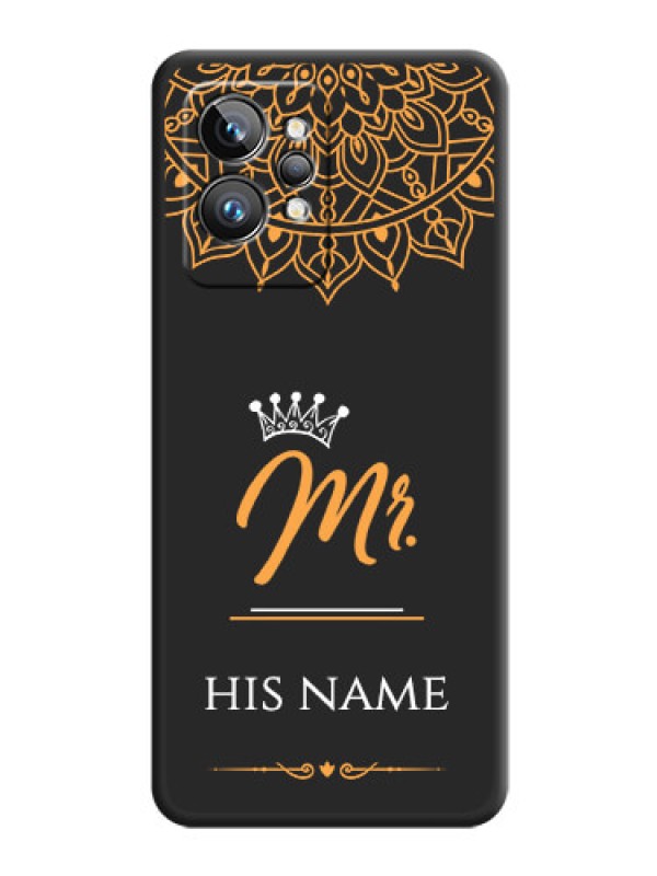 Custom Mr Name with Floral Design  on Personalised Space Black Soft Matte Cases - Realme GT 2 Pro 5G