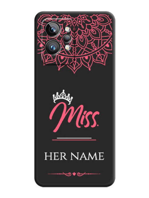 Custom Mrs Name with Floral Design on Space Black Personalized Soft Matte Phone Covers - Realme GT 2 Pro 5G