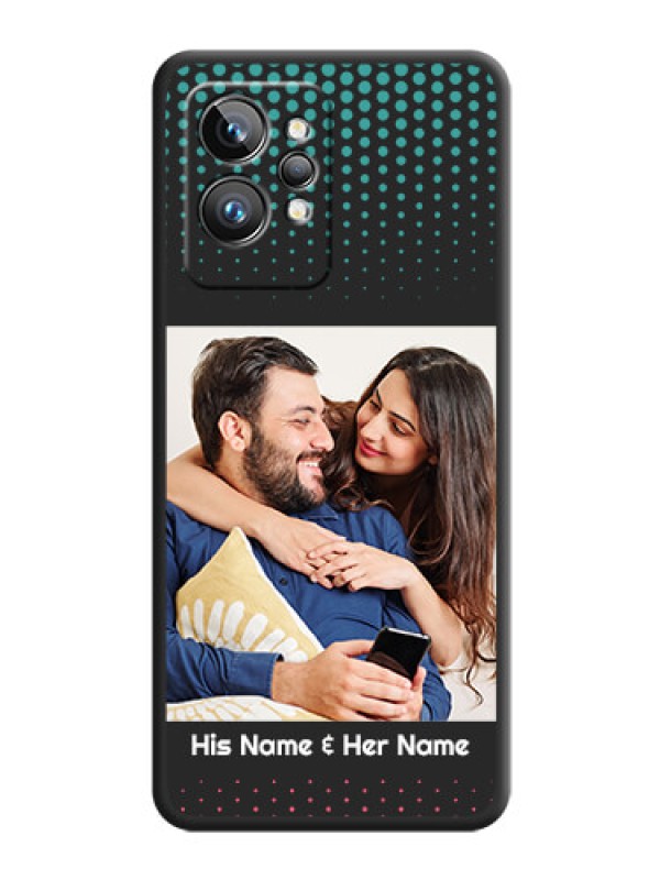 Custom Faded Dots with Grunge Photo Frame and Text on Space Black Custom Soft Matte Phone Cases - Realme GT 2 Pro 5G