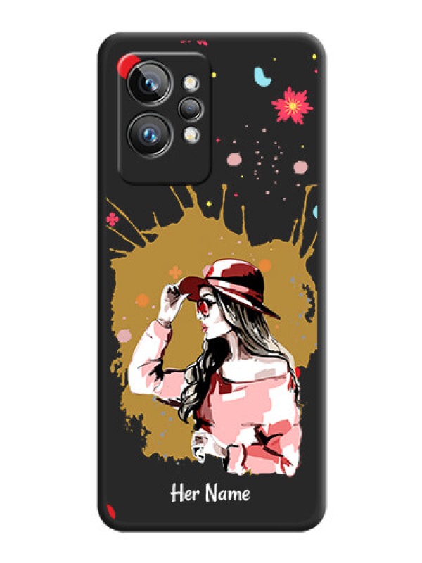 Custom Mordern Lady With Color Splash Background With Custom Text On Space Black Personalized Soft Matte Phone Covers -Realme Gt 2 Pro 5G