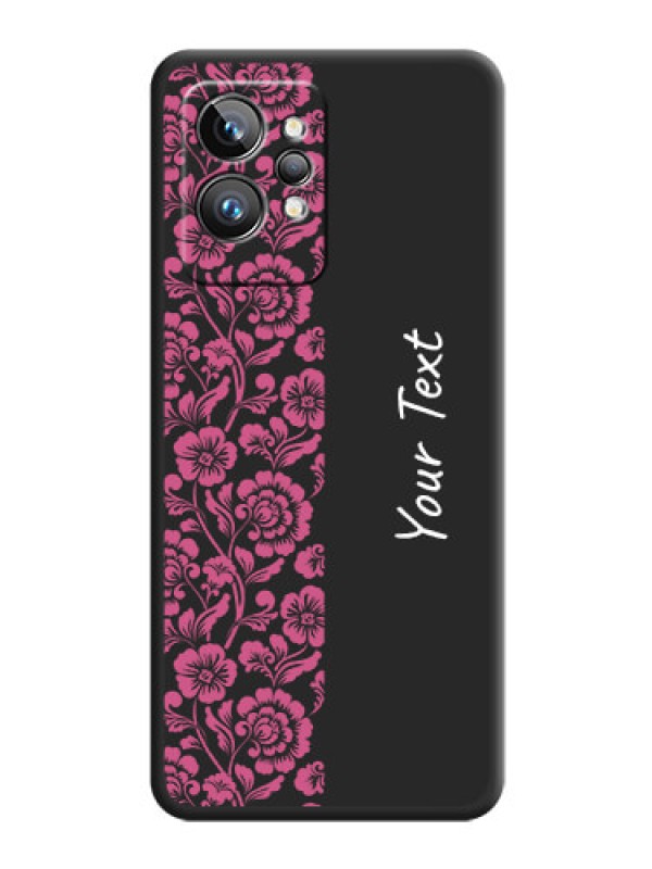 Custom Pink Floral Pattern Design With Custom Text On Space Black Personalized Soft Matte Phone Covers -Realme Gt 2 Pro 5G