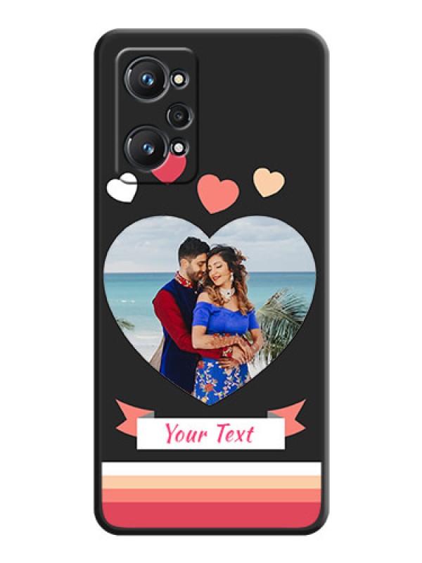 Custom Love Shaped Photo with Colorful Stripes on Personalised Space Black Soft Matte Cases - Realme GT 2
