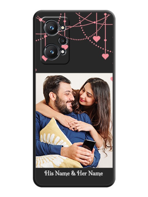 Custom Pink Love Hangings with Text on Space Black Custom Soft Matte Back Cover - Realme GT 2