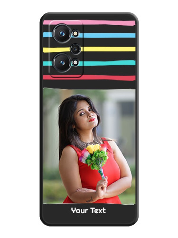 Custom Multicolor Lines with Image on Space Black Personalized Soft Matte Phone Covers - Realme GT 2