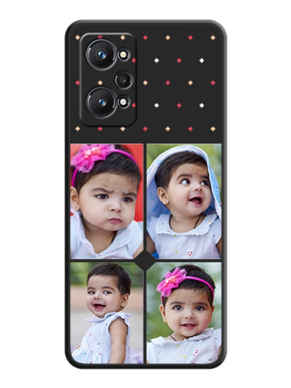 Custom Multicolor Dotted Pattern with 4 Image Holder on Space Black Custom Soft Matte Phone Cases - Realme GT 2