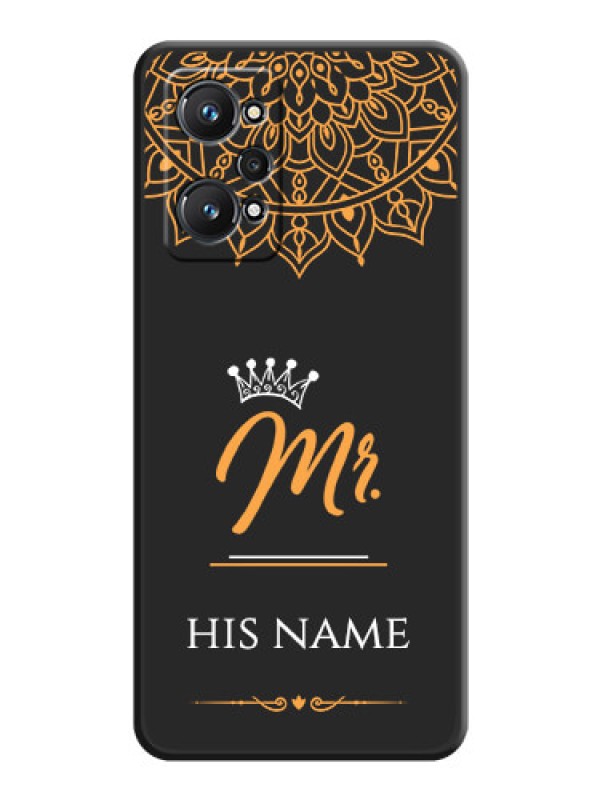 Custom Mr Name with Floral Design  on Personalised Space Black Soft Matte Cases - Realme GT 2