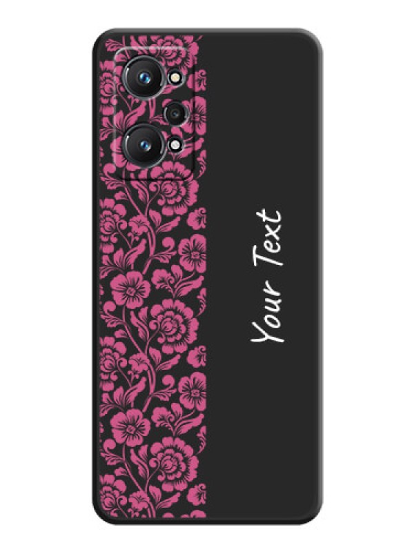 Custom Pink Floral Pattern Design With Custom Text On Space Black Personalized Soft Matte Phone Covers -Realme Gt 2