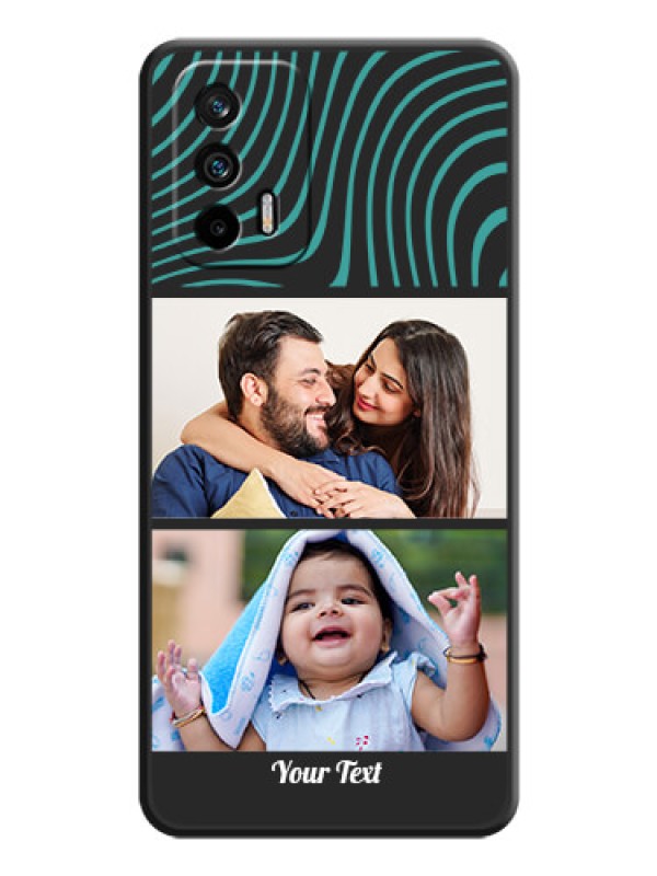 Custom Wave Pattern with 2 Image Holder on Space Black Personalized Soft Matte Phone Covers - Realme GT 5G