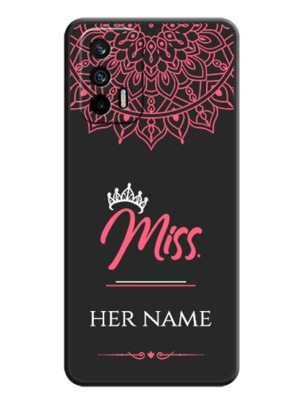 Custom Mrs Name with Floral Design on Space Black Personalized Soft Matte Phone Covers - Realme GT 5G