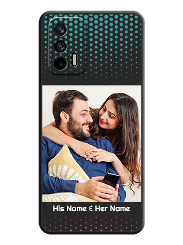 Custom Faded Dots with Grunge Photo Frame and Text on Space Black Custom Soft Matte Phone Cases - Realme GT 5G