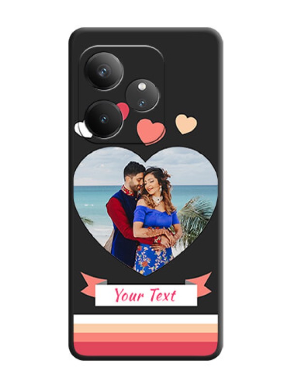 Custom Love Shaped Photo with Colorful Stripes On Space Black Custom Soft Matte Mobile Back Cover - Realme GT 6