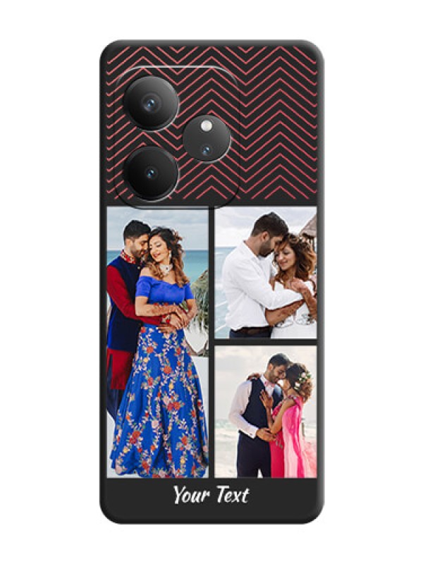 Custom Wave Pattern with 3 Image Holder On Space Black Custom Soft Matte Mobile Back Cover - Realme GT 6