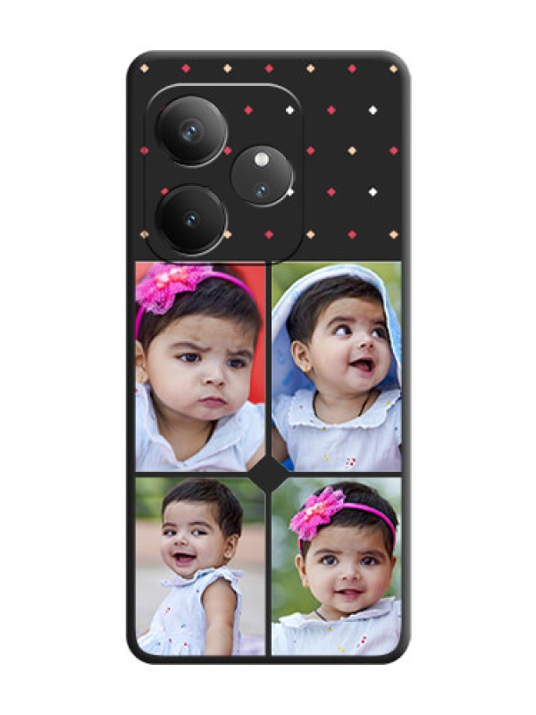 Custom Multicolor Dotted Pattern with 4 Image Holder On Space Black Custom Soft Matte Mobile Back Cover - Realme GT 6