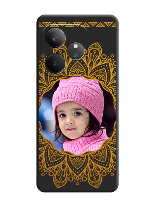 Custom Round Image with Floral Design On Space Black Custom Soft Matte Mobile Back Cover - Realme GT 6