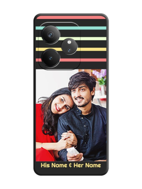 Custom Color Stripes with Photo and Text on Photo On Space Black Custom Soft Matte Mobile Back Cover - Realme GT 6