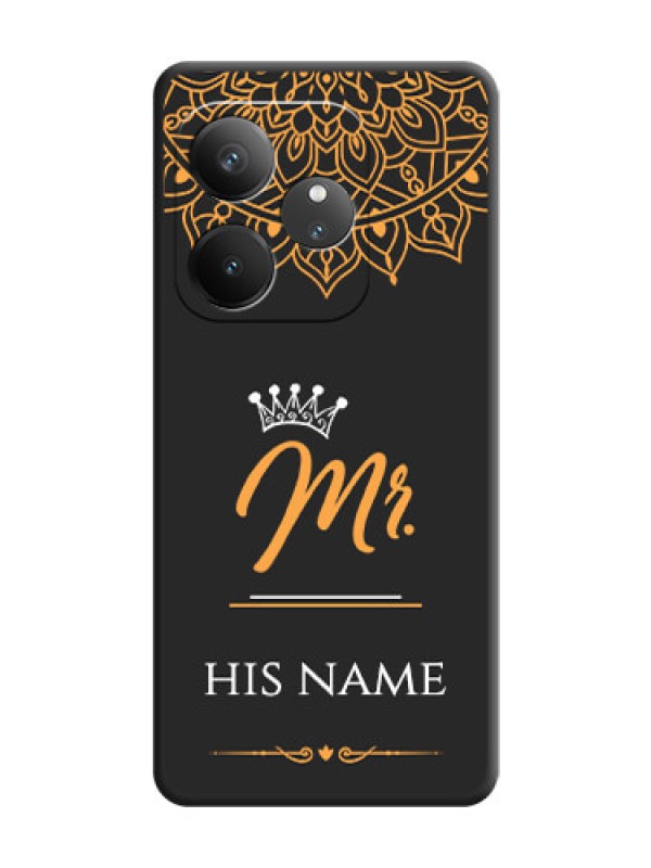 Custom Mr Name with Floral Design On Space Black Custom Soft Matte Mobile Back Cover - Realme GT 6