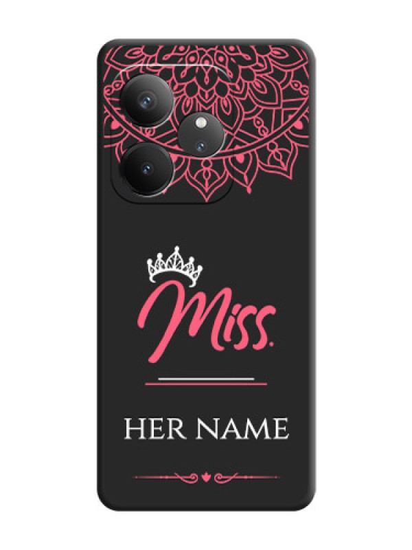 Custom Mrs Name with Floral Design On Space Black Custom Soft Matte Mobile Back Cover - Realme GT 6