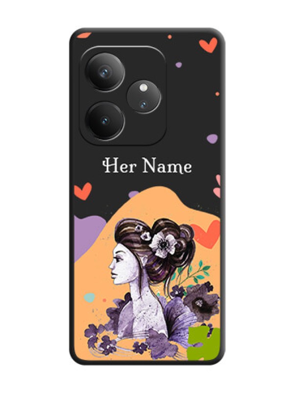 Custom Namecase For Her With Fancy Lady Image On Space Black Custom Soft Matte Mobile Back Cover - Realme GT 6