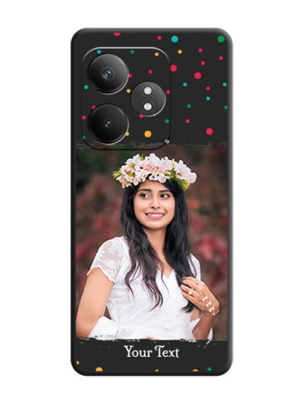 Custom Multicolor Dotted Pattern with Text On Space Black Custom Soft Matte Mobile Back Cover - Realme GT 6T 5G