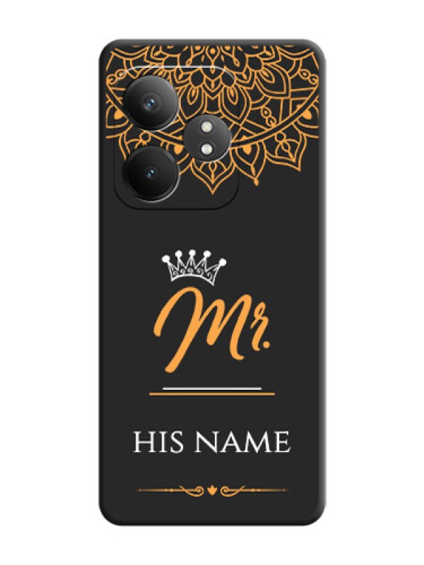 Custom Mr Name with Floral Design On Space Black Custom Soft Matte Mobile Back Cover - Realme GT 6T 5G